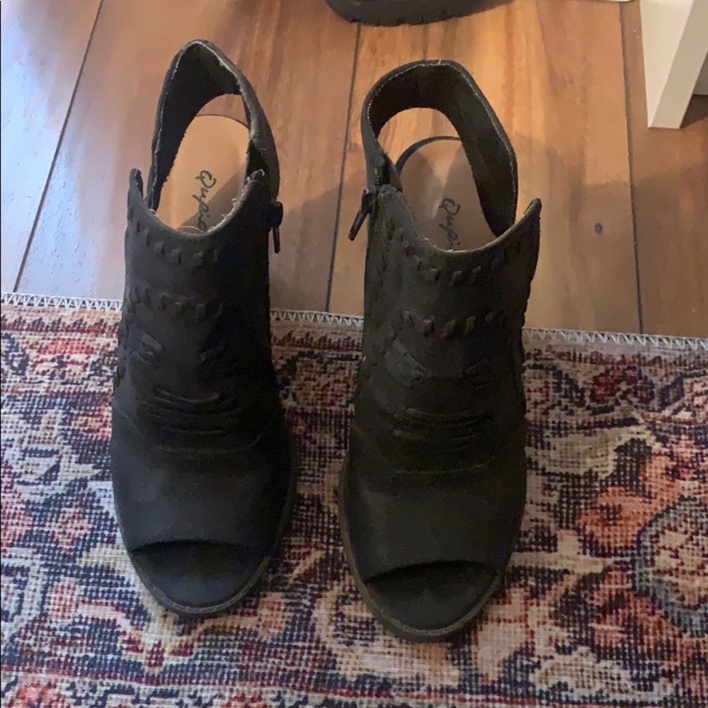 Western Suede open toe booties